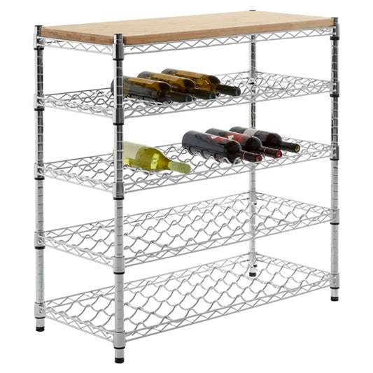 Frankfurt Carbon Steel 5 Tier Wine Rack In Bamboo