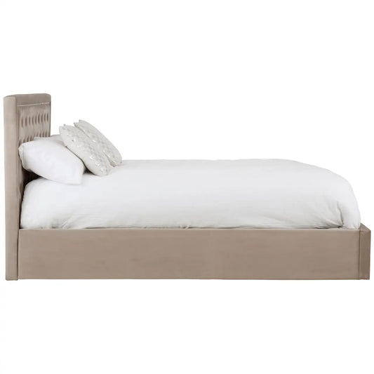 Hannah Ottoman Velvet King Size Bed In Mink
