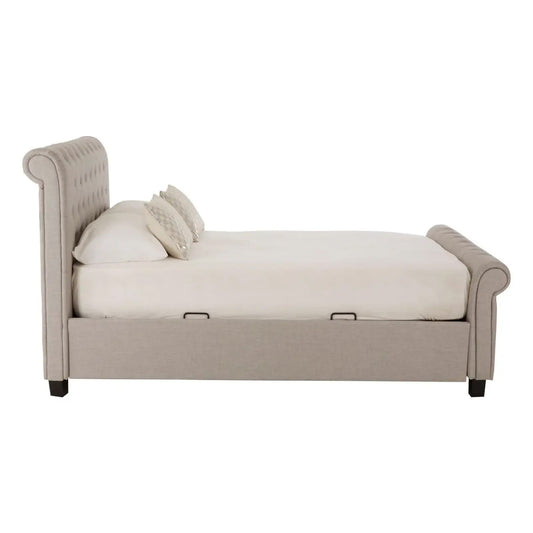 Orlando Ottoman Velvet King Size Bed In Light Grey