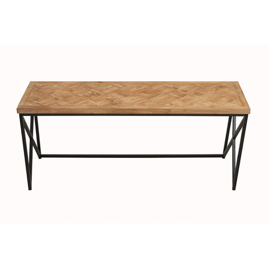 Kickford Wooden Coffee Table In Natural With Black Iron Frame
