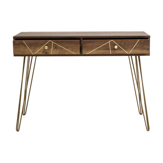 Flori Wooden Console Table With 2 Drawers In Brown