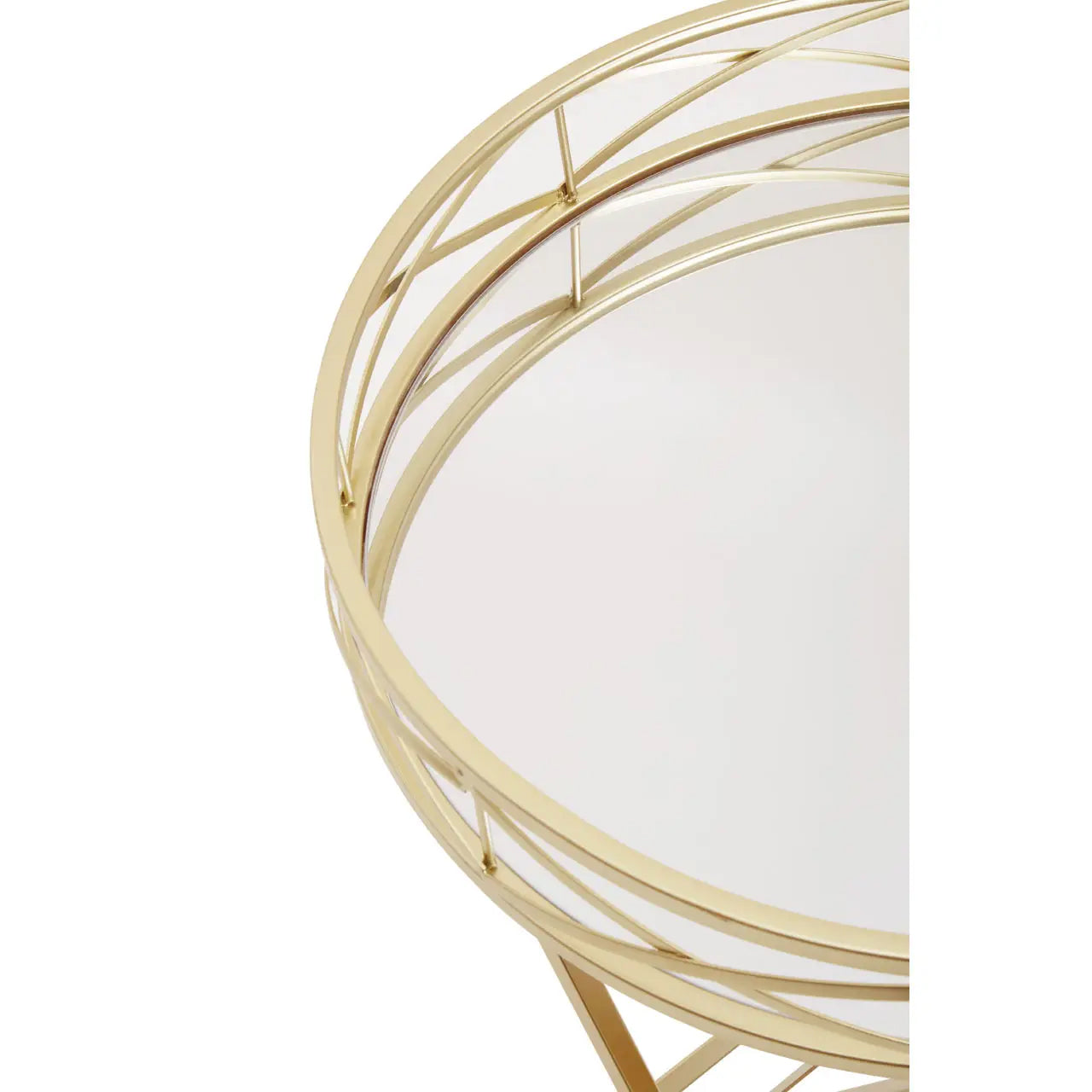 Jolie Round Side Table With Gold Tray Metal Frame