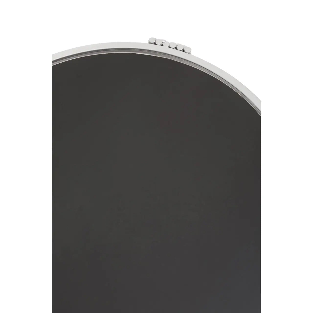 Jolie Round Mirrored End Table In Black With Silver Frame