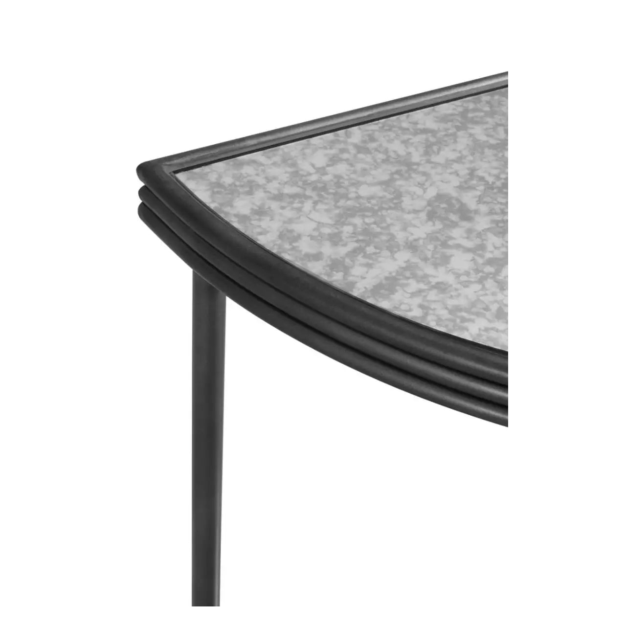 Xania Semi Circle Antique Mirrored Glass Console Table In Monochrome Hues