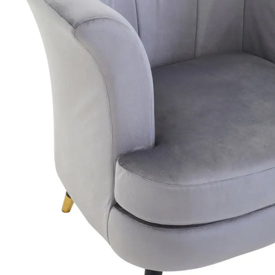 Loretta Velvet Scalloped Bedroom Chair In Grey