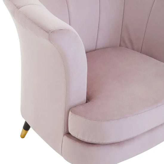 Loretta Velvet Scalloped Bedroom Chair In Dusky Pink