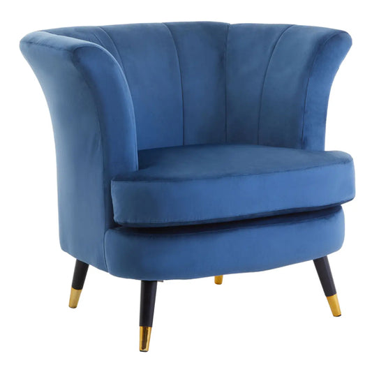 Loretta Velvet Scalloped Bedroom Chair In Midnight Blue