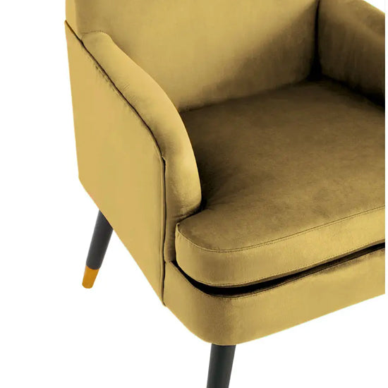 Loretta Velvet Armchair In Pistachio With Black Wood Legs