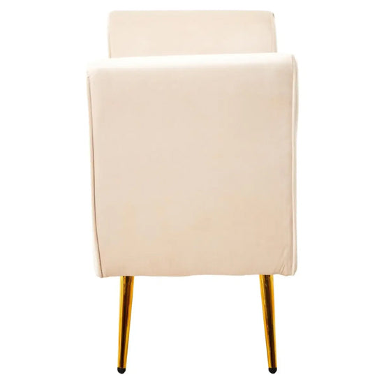 Loretta Velvet Storage Seating Bench In Stone With Gold Finish Legs