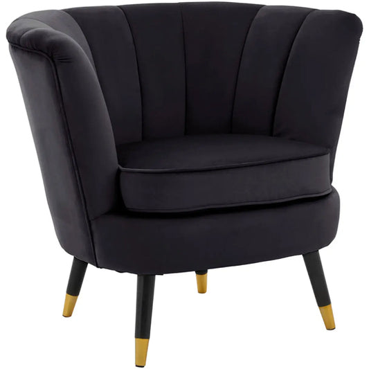 Loretta Velvet Bedroom Chair In Black