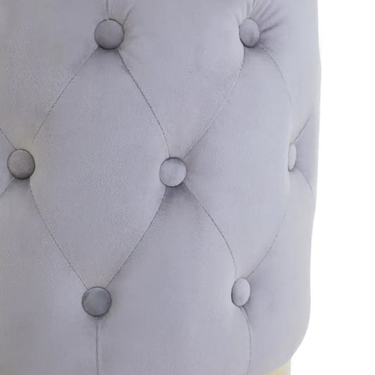 Loretta Velvet Button Tufted Stool In Grey