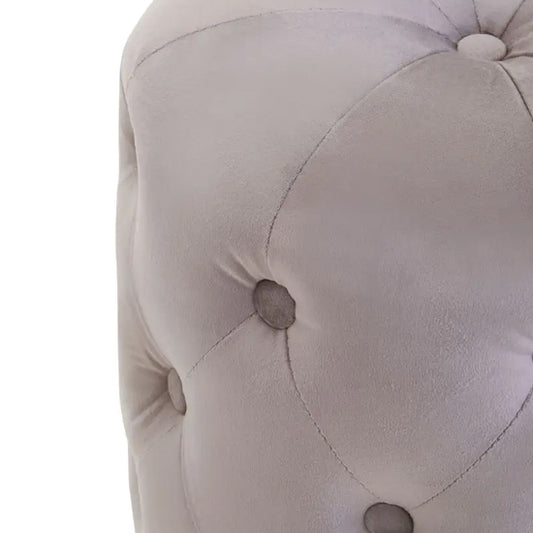 Loretta Velvet Button Tufted Stool In Mink