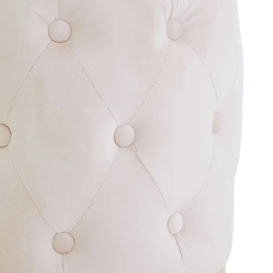 Loretta Velvet Button Tufted Stool In Stone