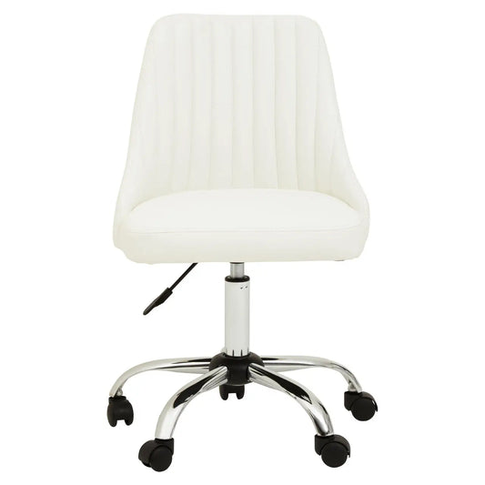 Brent Faux Leather Home And Office Chair In Off White