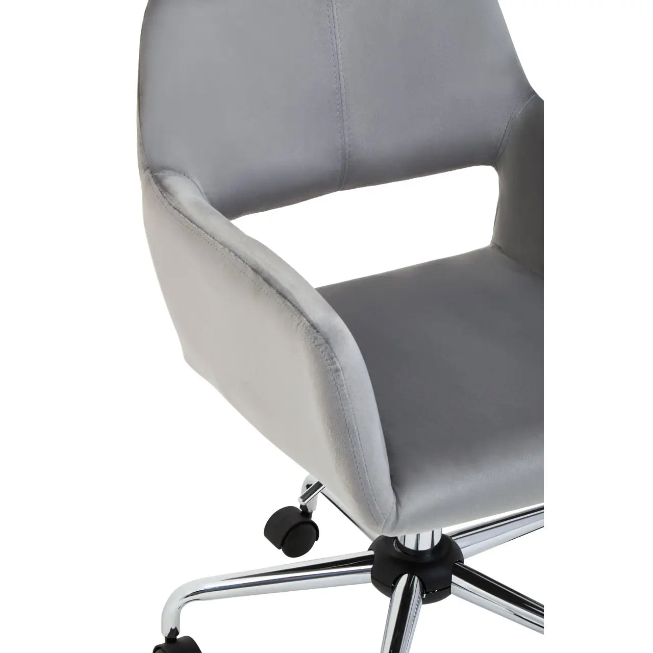 Brent Velvet Home And Office Chair In Grey With Chrome Base