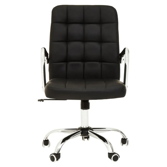 Brent Tufted Faux Leather Home And Office Chair In Black