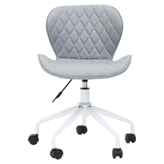 Brent Faux Leather Home And Office Chair In Grey With White Base