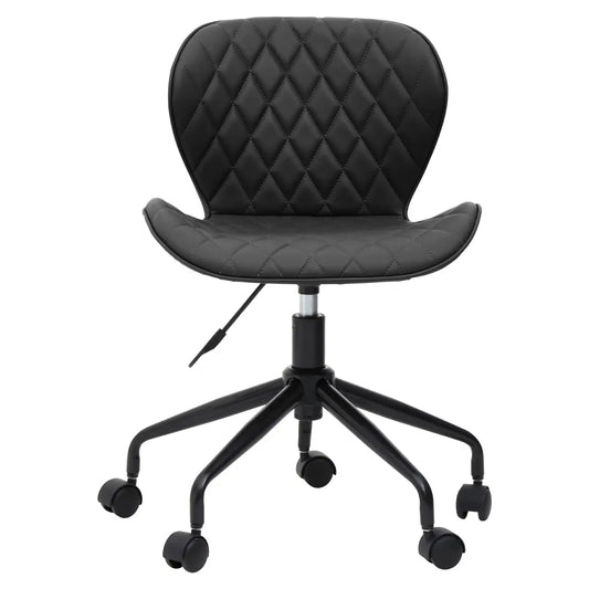 Brent Faux Leather Home And Office Chair In Black With Black Base