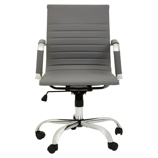 Brent Low Back Faux Leather Home And Office Chair In Grey