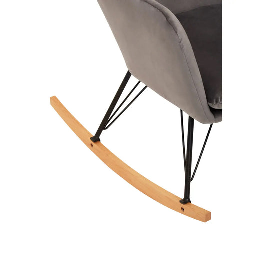 Stockholm Velvet Rocking Chair In Grey