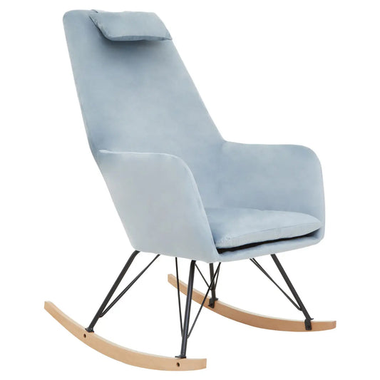 Stockholm Velvet Rocking Chair In Blue