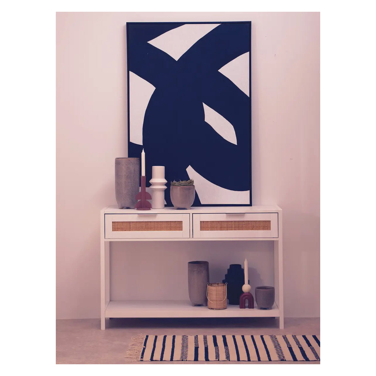 Sherman Wooden Console Table With 2 Drawers In White