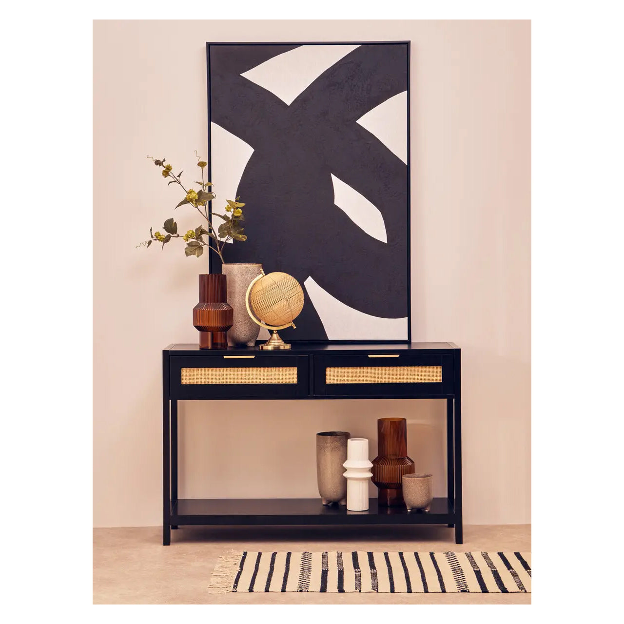 Sherman Wooden Console Table With 2 Drawers In Black