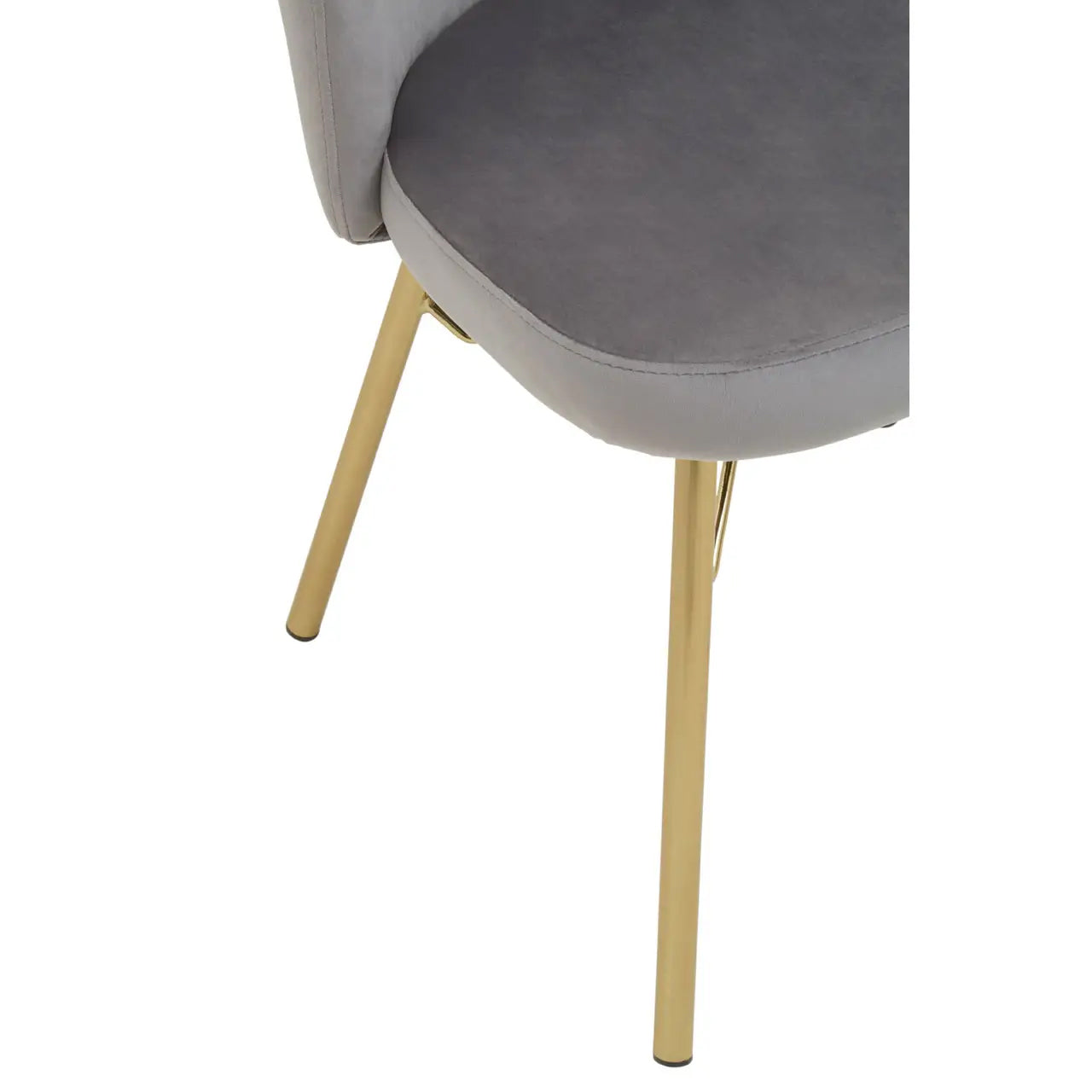 Veneto Velvet Dining Chair In Grey With Brushed Gold Metal Legs