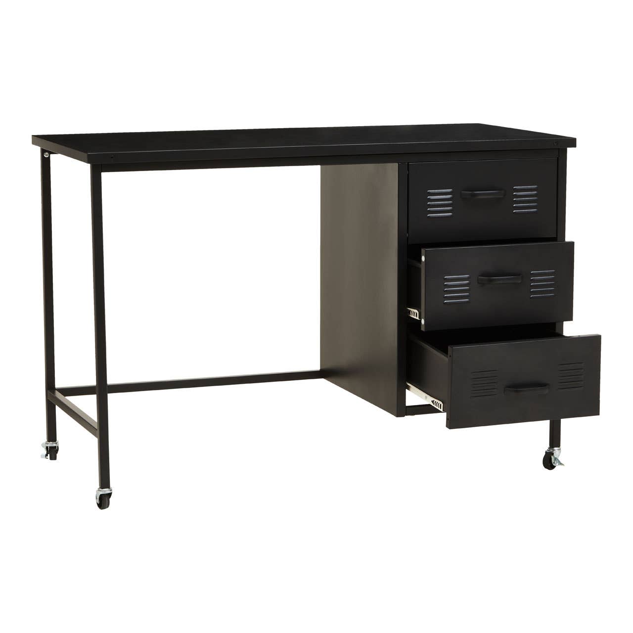 Academy Metal Desk With 3 Drawers In Black