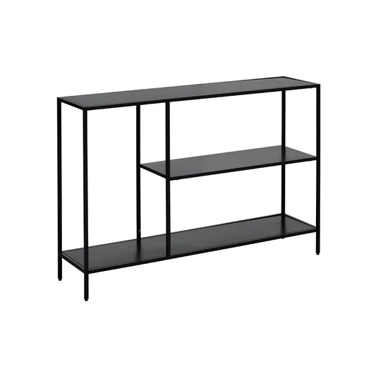 Acero Rectangular Metal Console Table With Undershelf In Black