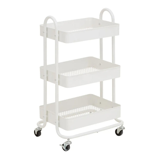 Acero Metal Three Tier Trolley In White