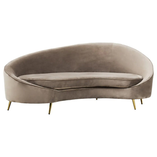 Hasina Velvet 3 Seater Sofa In Mink With Black Metal Legs