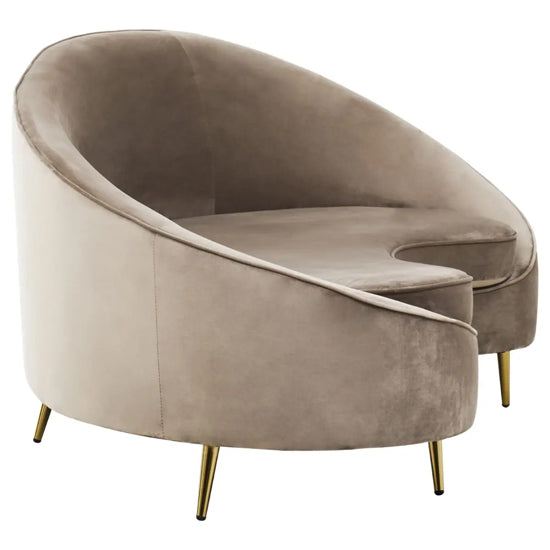 Hasina Velvet 3 Seater Sofa In Mink With Black Metal Legs