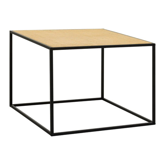 Depok Natural Ratan Coffee Table With Black Wooden Base