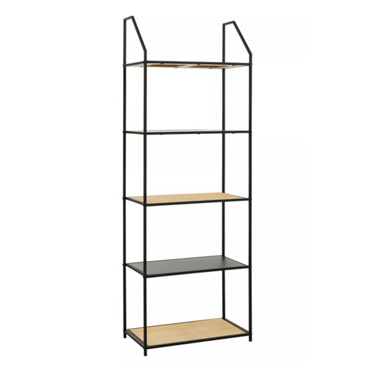 Depok Wooden 5 Tier Shelving Unit In Natural Rattan