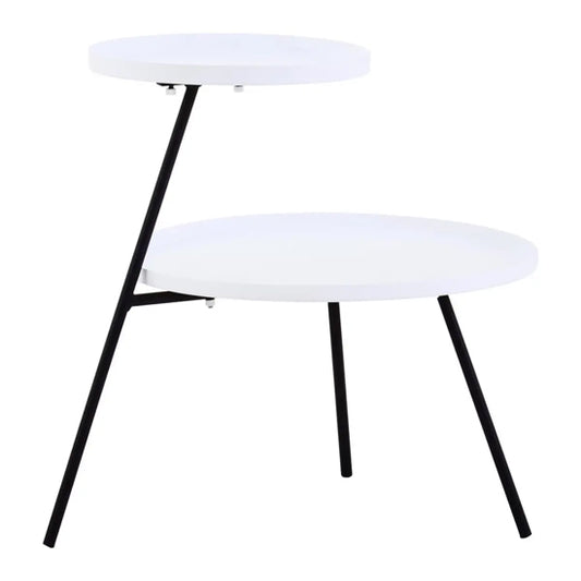 Trosa White Side Table With 2 Shelves With Black Metal Frame