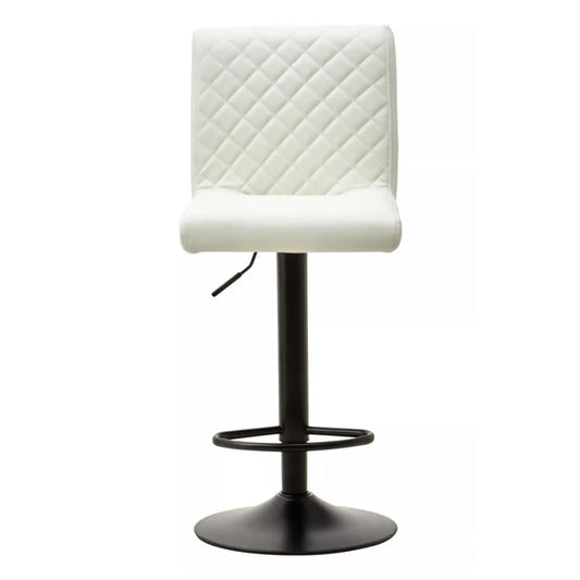 Baina High Back White Leather Effect Bar Chairs In Pair