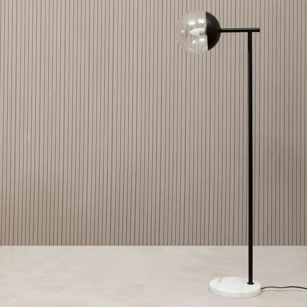 Revive Clear Glass Shade Floor Lamp With White Marble Base