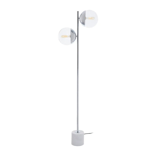 Revive 2 Lights Clear Glass Shade Floor Lamp In Chrome