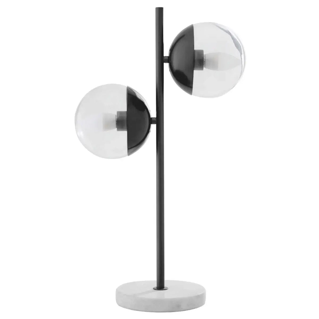 Revive 2 Lights Clear Glass Shade Table Lamp With White Marble Base