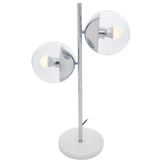 Revive 2 Lights Clear Glass Shade Table Lamp In Chrome