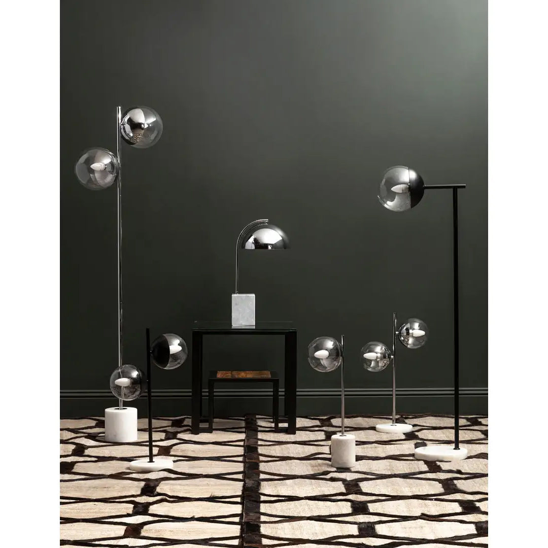 Revive 2 Lights Clear Glass Shade Table Lamp In Chrome