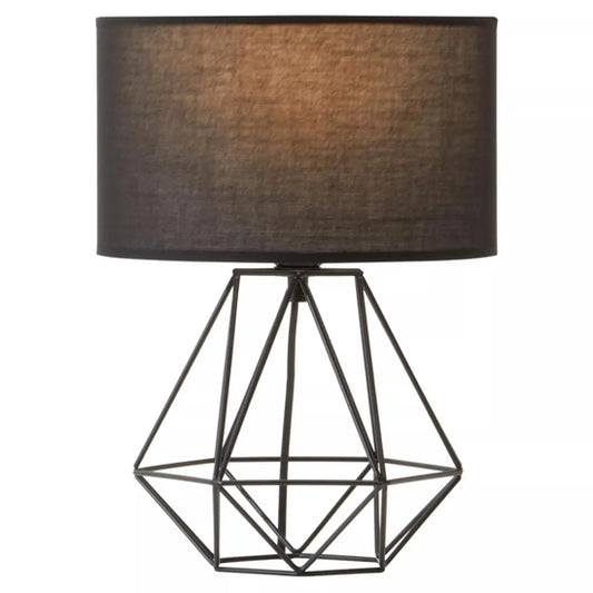 Wyra Black Fabric Shade Table Lamp With Black Metal Frame