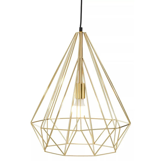 Wyra Ceiling Pendant Light With Champagne Gold Metal Conical Cage