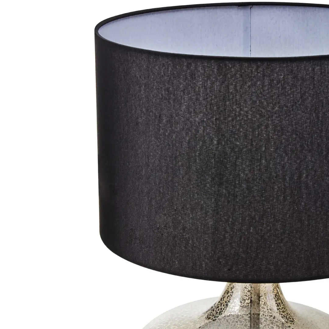 Luz Black Linen Shade Table Lamp With Glass And Metal Base