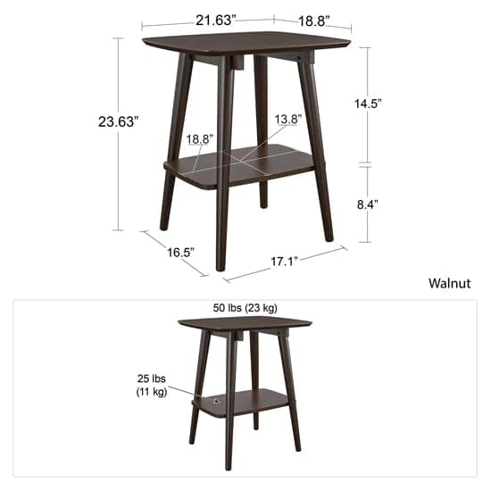 Brittany Wooden End Table In Walnut