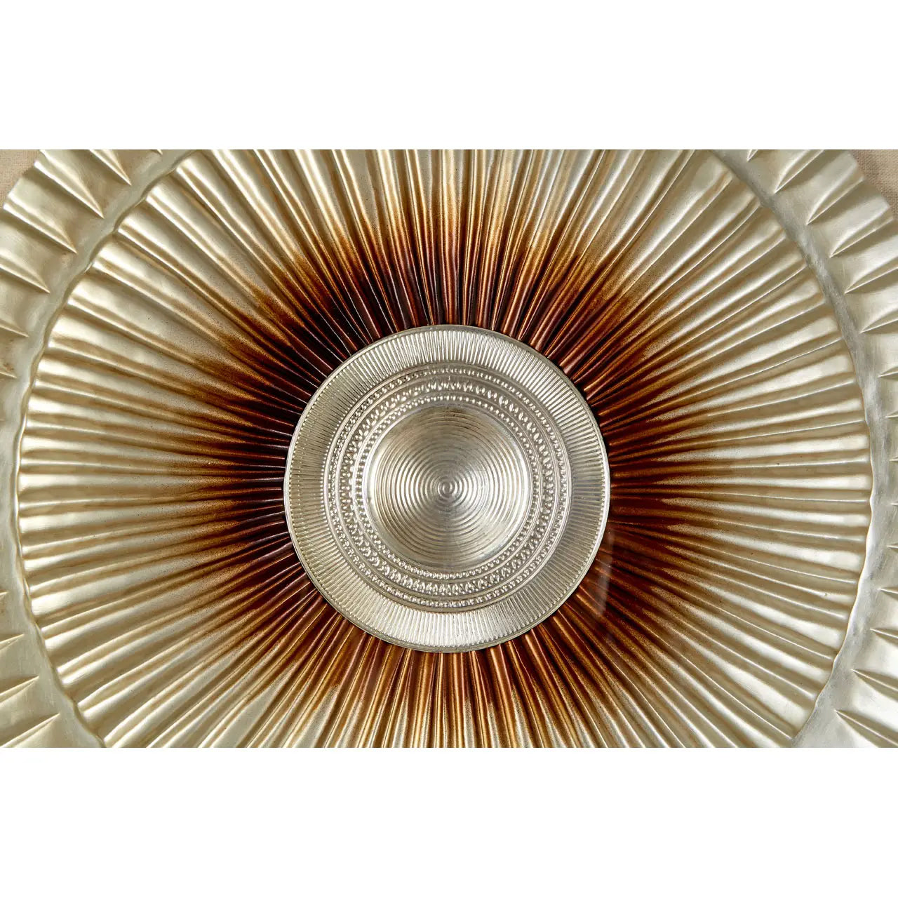 Nason Framed Wooden Round Carving Wall Art In Silver