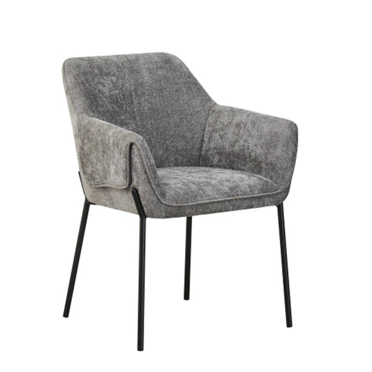 Milan Grey Chenille Effect Fabric Dining Chairs In Pair