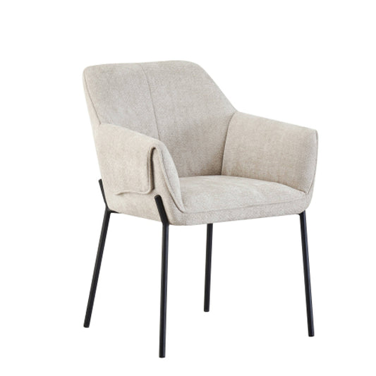 Milan Natural Chenille Effect Fabric Dining Chairs In Pair