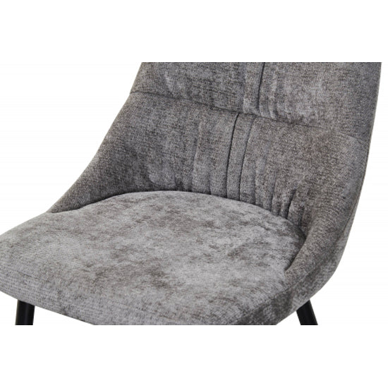 Rhodes Grey Chenille Effect Fabric Dining Chairs In Pair
